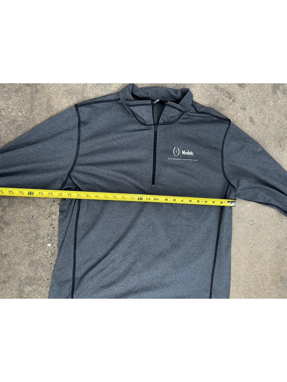 North Face Pullover Mens Medium Grey Tech 1/4 Zip Fleece Modelo Football Branded